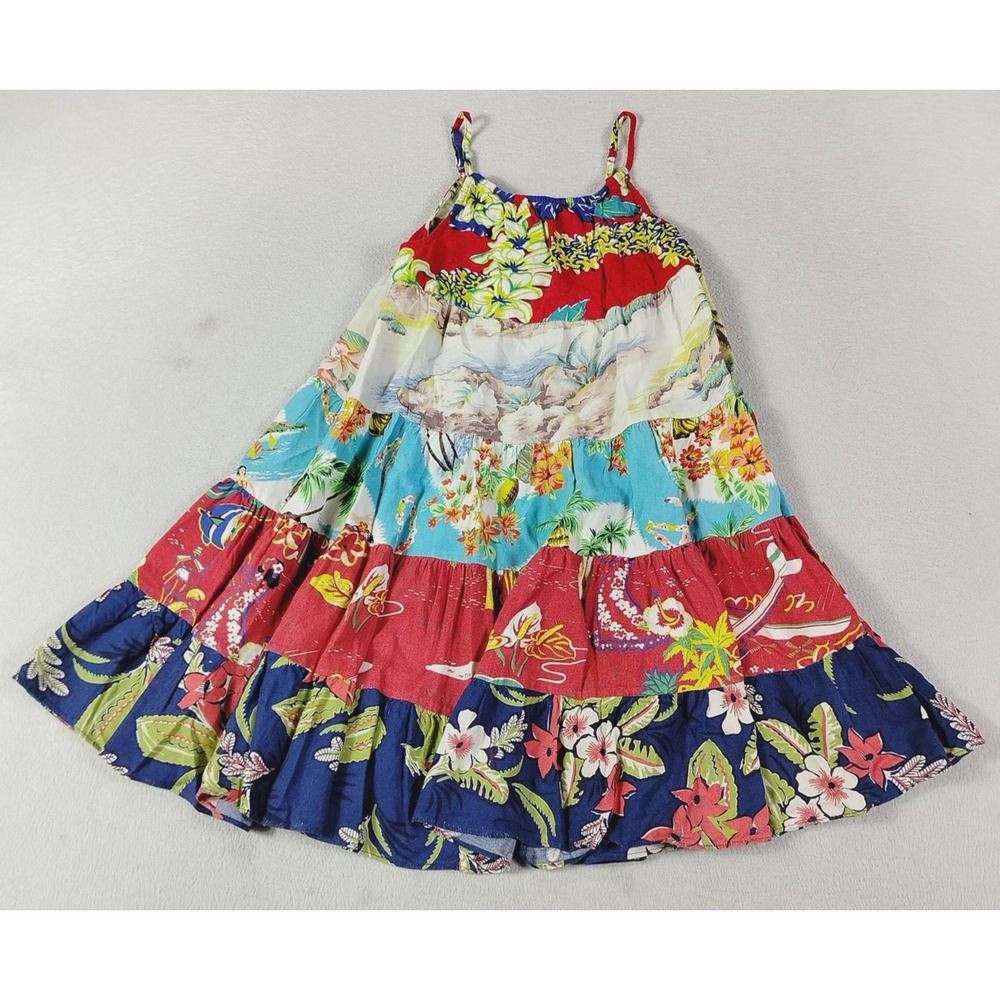 Polo Ralph Lauren Dress Girls 6 Multicolor Hawaiian Floral Long Sundress Summer